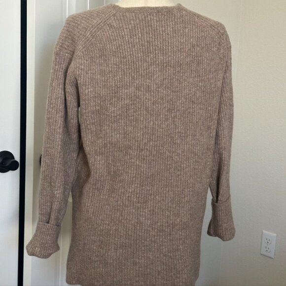 Premium Lambswool Ribbed V Neck Sweater Uniqlo M - Picture 4 of 6